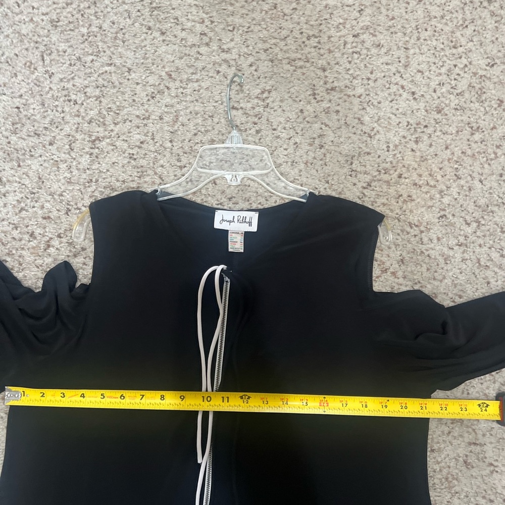Joseph Ribkoff Harem Draped Slouchy Cold Shoulder Zip Jumpsuit Stretch‎ Goth 16 - Picture 8 of 11
